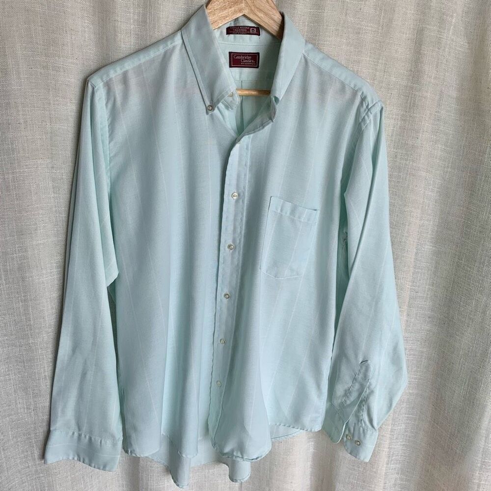 Cambridge Classics by Mervyn's Mint Green Button-Up Shirt - Made in USA - Size L